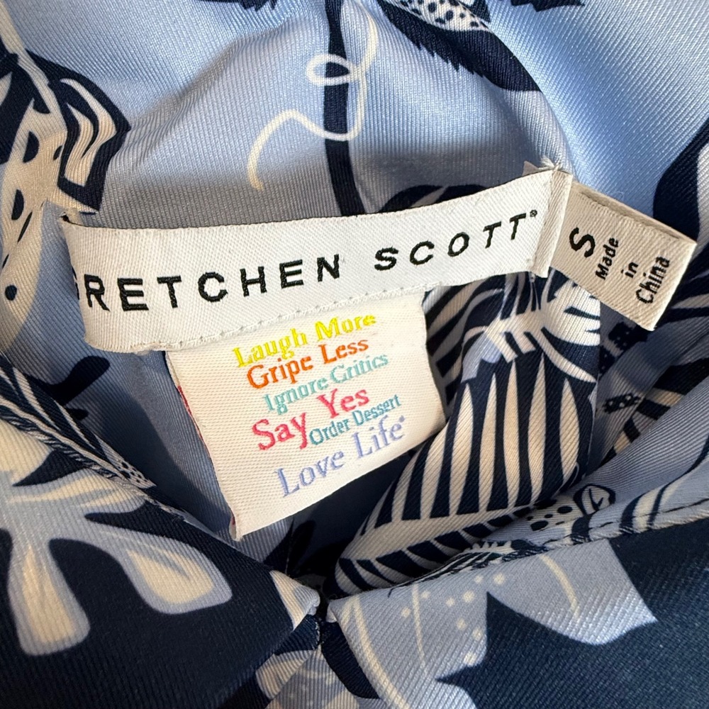 Gretchen Scott Navy Blue Floral Flutter Sleeve V Neck Dress Size‎ S - Picture 4 of 6